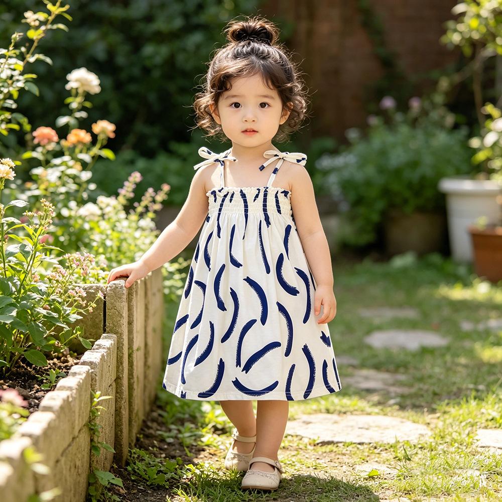 Girls Summer Strap Dress Floral Beach Princess Kids Dress
