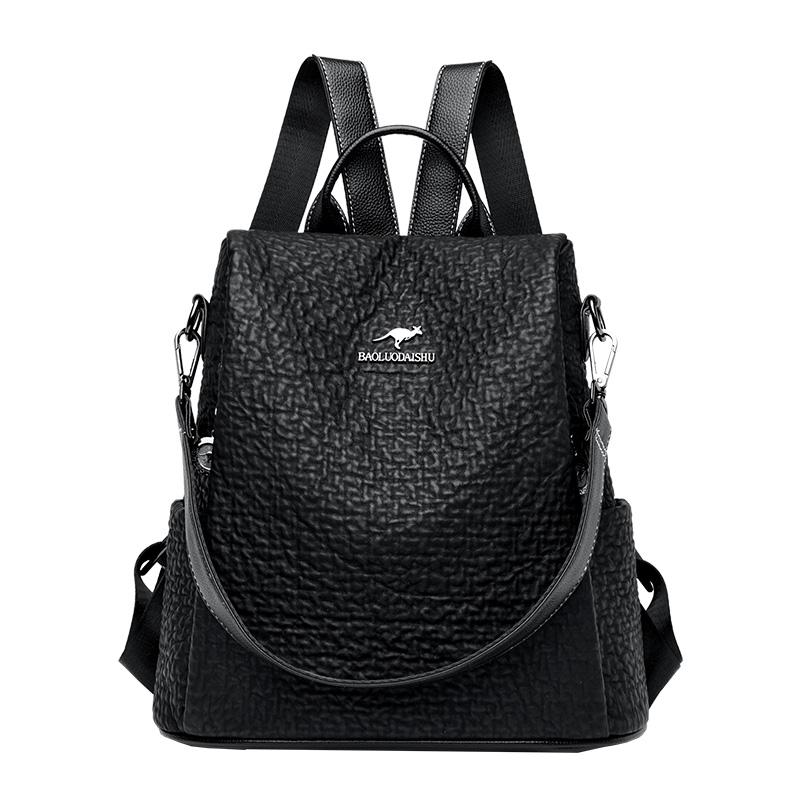 Women's Stone Pattern Leather Backpacks Large Capacity Travel Backpack School Bags Luxury Shoulder Bag