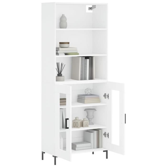 VidaXL Buffet haut Blanc 69,5x34x180 cm Bois d'ingénierie 3189317