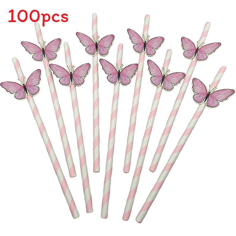 Butterfly Card Disposable Ecofriendly Paper Drinking Straw For Party Decor And Cocktails