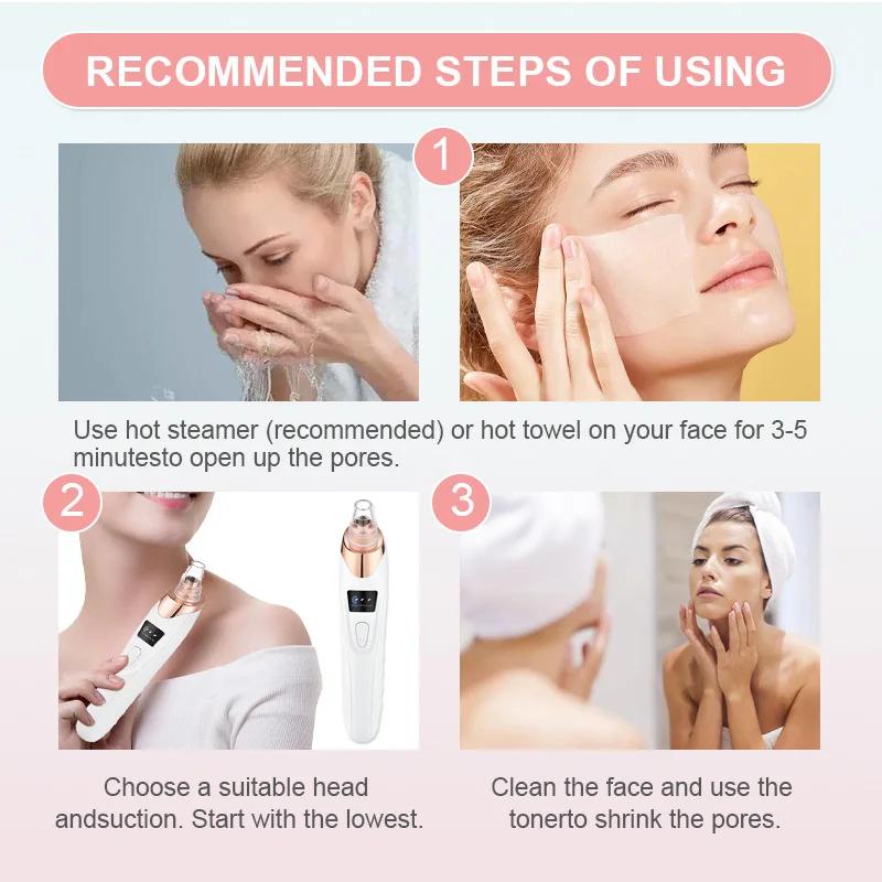 Electric Vacuum Suction Blackhead Remover Facial Pore Cleaner Comedone Spot Acne Pimple Blackhead Extractor USB Rechargeable