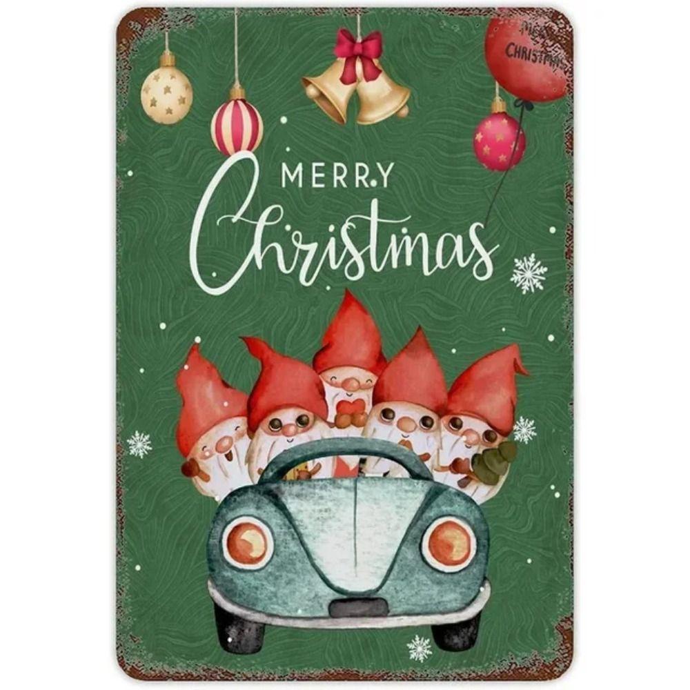 Merry Christmas Santa Metal Sign, Festive Holiday Wall Decor 20x30cm