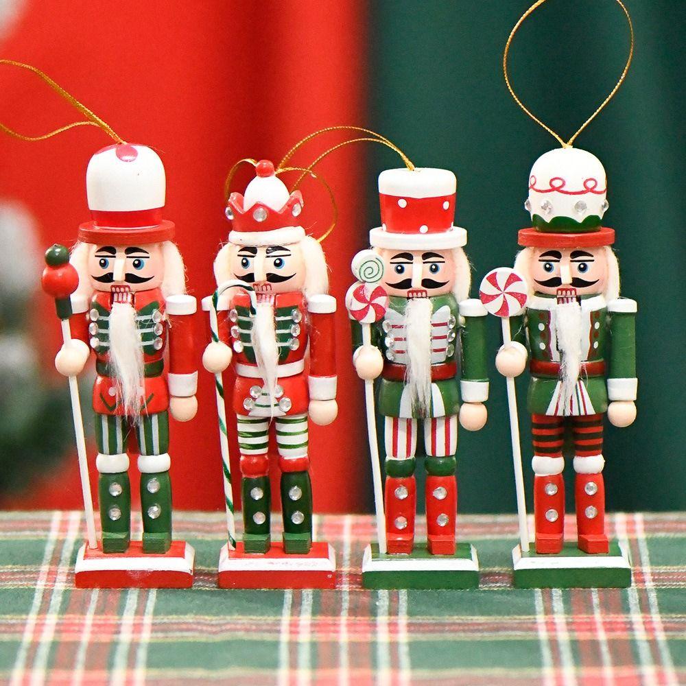 3/4/5Pcs Colorful Soldier Puppet Pendant Painted Nutcracker Doll Nutcracker Puppet  Desktop Decor