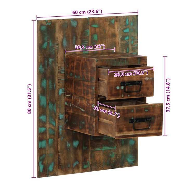 VidaXL Multicoloured Bedside Table 60x32x80 Cm Reclaimed Wood, Bedside Cabinet, Bedroom Furniture, Table of 4017531
