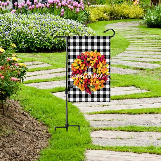 Garden Flag Stand with 5 Prong Base Heavy Duty Weather-proof Metal Outside Yard Patio 12x18-Inch Flag Pole Holder with Shepherd Hook