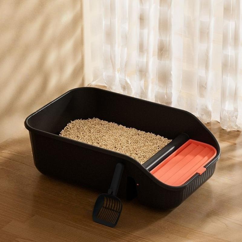 Cats Toilet with Litter Shovel Nonspill High Wall Smoothly Surfaces Litter Box for Kittens Use Easy Cleaning