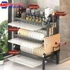 Carbon Steel Multi-Layer Kitchen Organizer Dish Drainer Rack