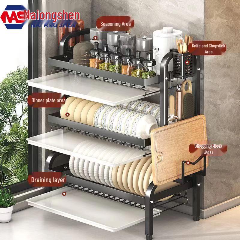Carbon Steel Multi-Layer Kitchen Organizer Dish Drainer Rack