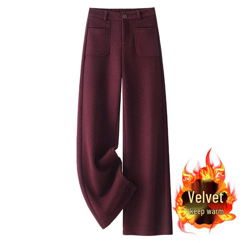 

Ancola Women s High-Waisted Red Tweed Wide-Leg Herringbone Pants - New for Autumn/Winter 2024 3XL