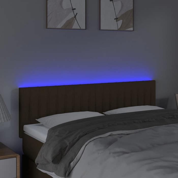 VidaXL LED Headboard Bedroom Furniture Double Bed Accessory Head of Bed Frame Interior Dark Brown 3121851