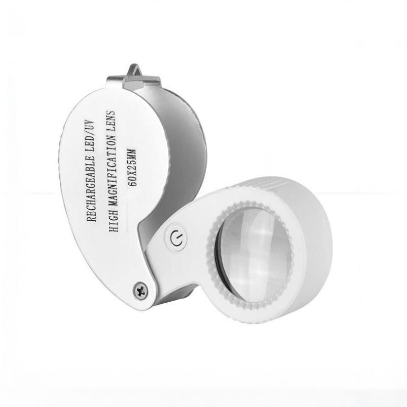 1 Set 40X 60X Foldable Magnifying Glass With Uv Led Lights Illuminated Magnifier For Jewelers Gems Coin Rechargeable Magnifier