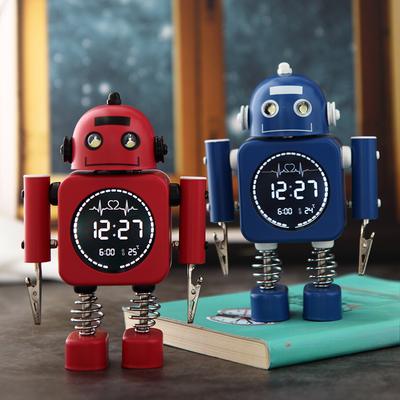 Silent Digital Display Metal Robot Luminous Alarm Clock Smart Student Boy Girl Children Bedroom Bedside Alarm Clock