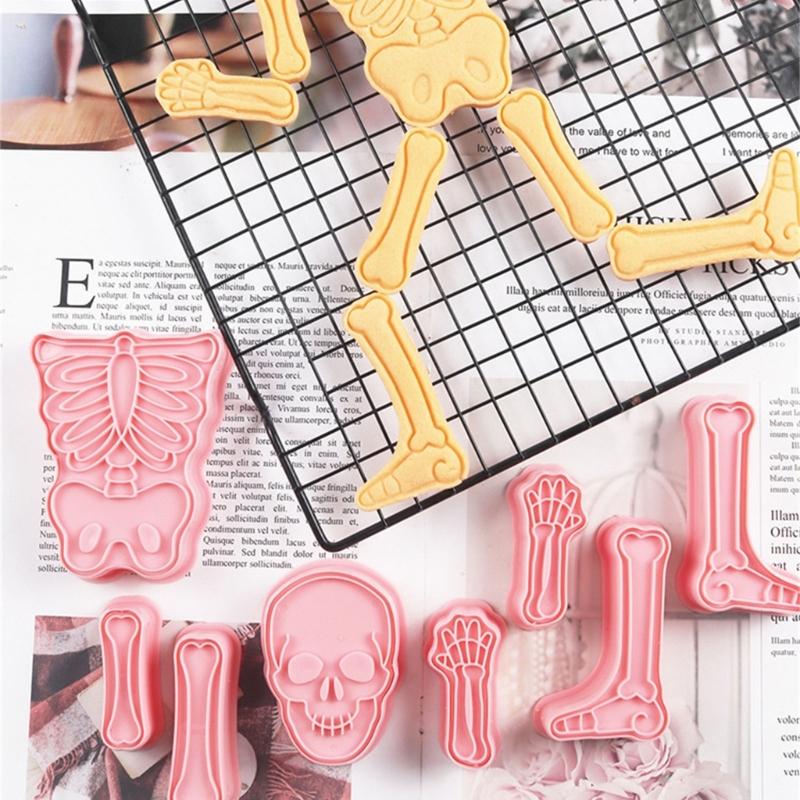 2er Set Keksstempel Halloween Skelett Keksausstecher Fondant Kekse Gebäck Ausstecher Backdekorationszubehör