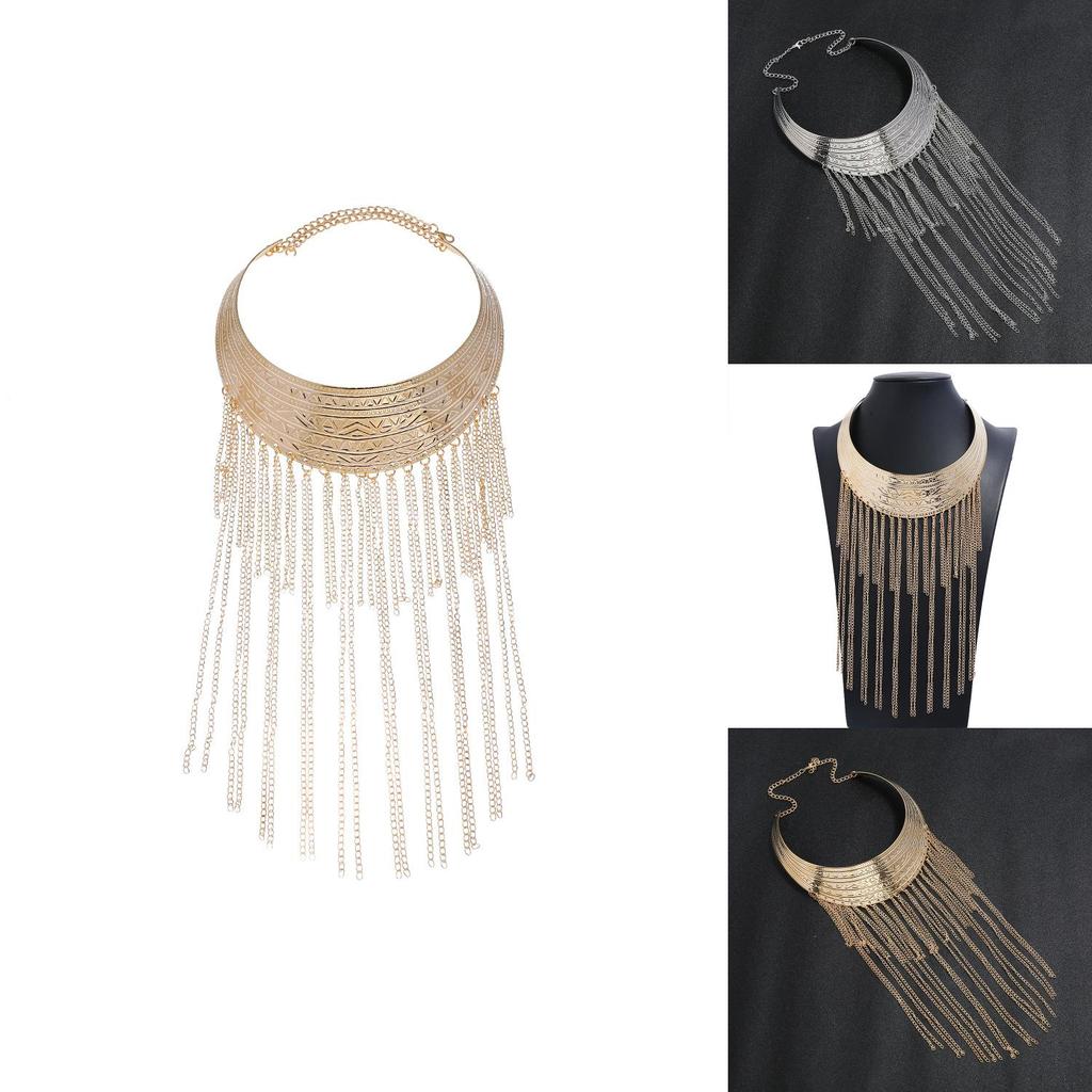 Fashionable Retro Multi Layer Tassel Design Women Metal Necklace For Daily Fashion Accessory