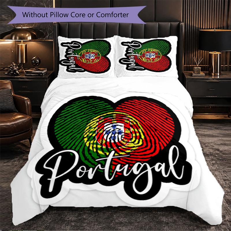 Portugal national football team 3 Piece Bedding Set Soft Duvet Cover Set with Pillowcases Printed Bedroom Decor Set for Home