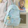 Cute Colorful Star Patterned Student Lightweight Backpack With Plush Pendant For Casual Use