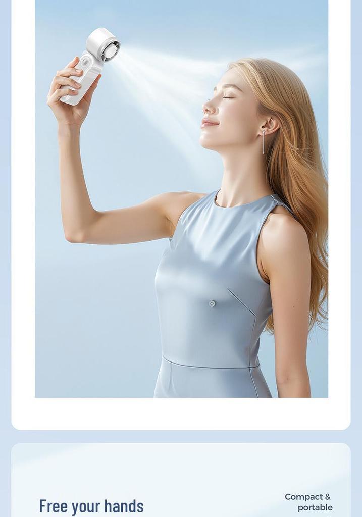 Portable USB Foldable Handheld Fan with Strong Wind and Neck Hanging Option