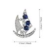 Zinc Zinc Alloy Suit Collar Pin Boat Badge Men Brooch Delicate Rhinestone Sailboat Brooch  Ceremony Banquet