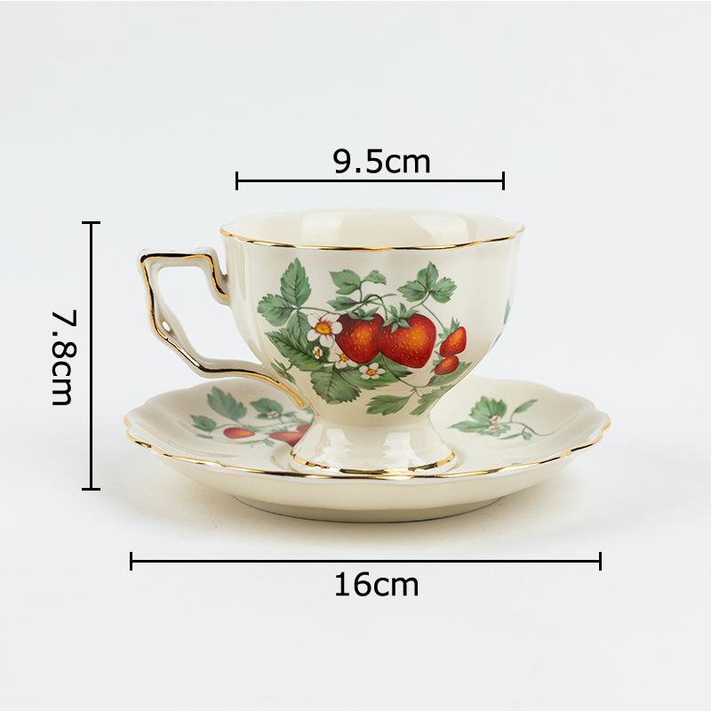 Golden Edge Ceramic Cup&saucer Pattern Floral Coffee Mug Dining Table Milk Mugs Afternoon Tea Teacup Fruit Juice Container