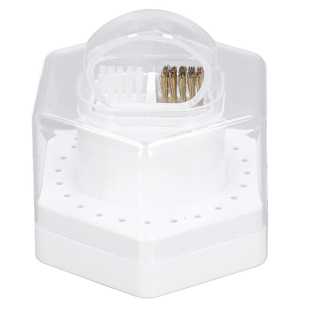 24 Holes 2 in 1 Drill Bits Stand Display Storage Box Nail Drill Bits Cleaning Brush Case Multifunctional Nail Drill Bits Case for Manicure