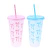 1Pc 710Ml Kawaii Bow Reusable Party Cups With Straw Lid Coffee Juice Tea Cute Tumbler With Straw Plastic Cups Summer Gifts