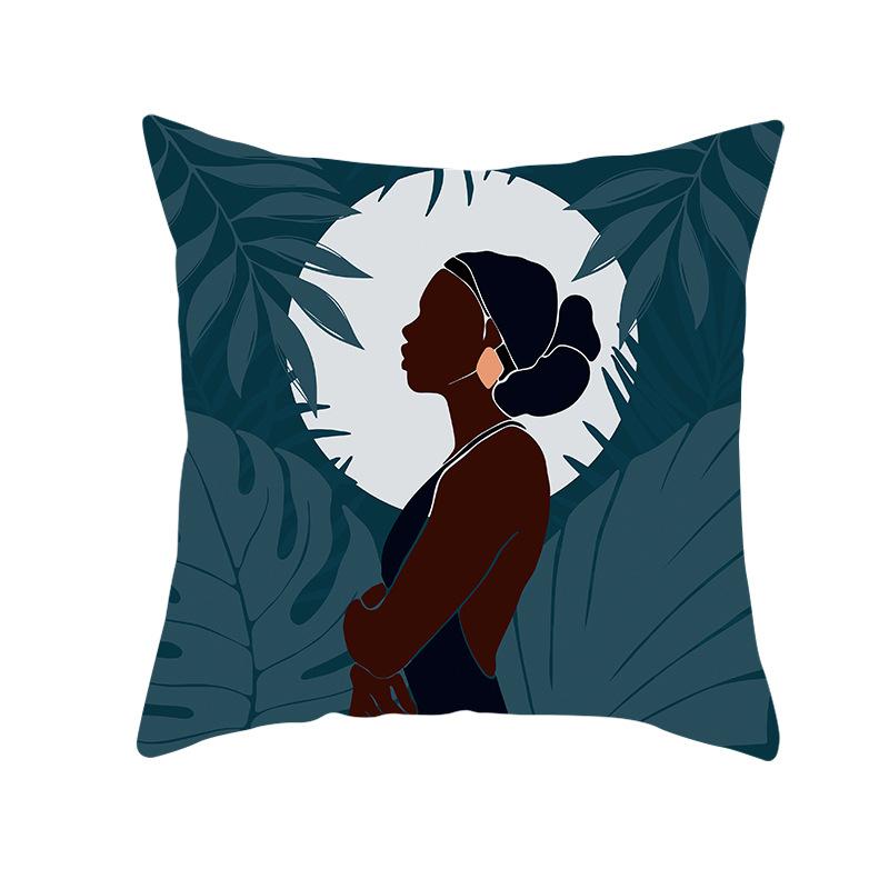 Nordic Abstract Women's Peach Leather Velvet Printed Pillowcase Home Fashion Bedside Sofa Office Cushion Cover