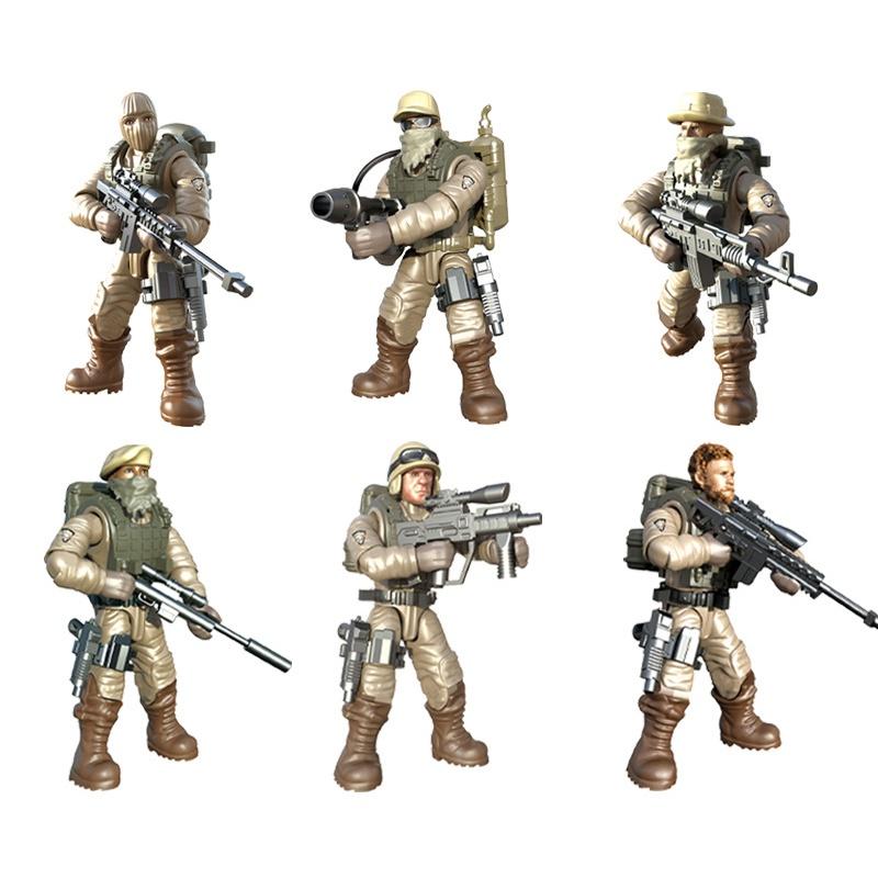 Desert Eagle Special Forces Soldiers Diy Figures 6pcs Building Blocks Toy Kids