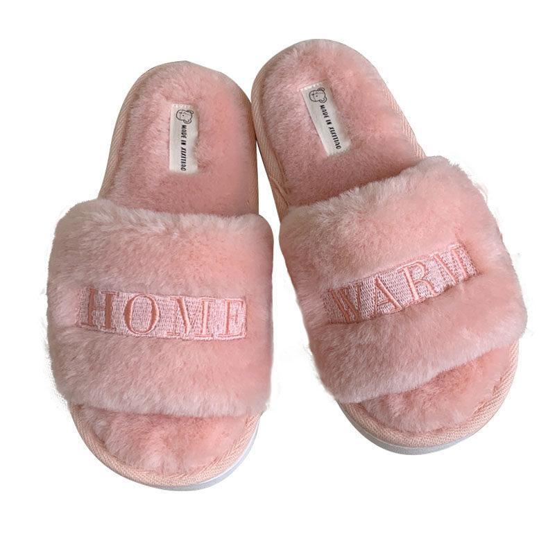 Fashion Shoes for Women Winter Plush Keep Warm Slip on Platform House Slippers Casual Flats Non-slip Shoes Women Slippers