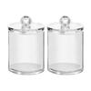 Glass Holder Dispenser For Bathroom Clear Canister Jar For Cotton Swabs, Balls, Pads, Floss Picks, Small Containers For Makeup Storage