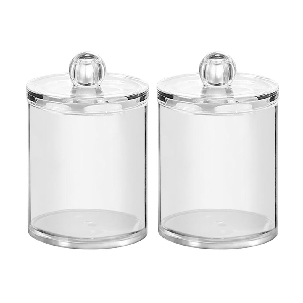 Glass Holder Dispenser For Bathroom Clear Canister Jar For Cotton Swabs, Balls, Pads, Floss Picks, Small Containers For Makeup Storage