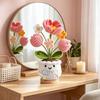 Regalos de Agradecimiento Positivos de Ganchillo Tulipán Flor Silvestre para Mujeres Mamá Amigas Muñeca de Flor en Maceta Hecha a Mano con Tarjeta Regalo de Apoyo Emocional para el Día de la Madre