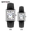 Orologio Classico da Donna Rettangolare Tank con Fibbia a Farfalla Moda Casual Orologio al Quarzo Impermeabile in Vera Pelle