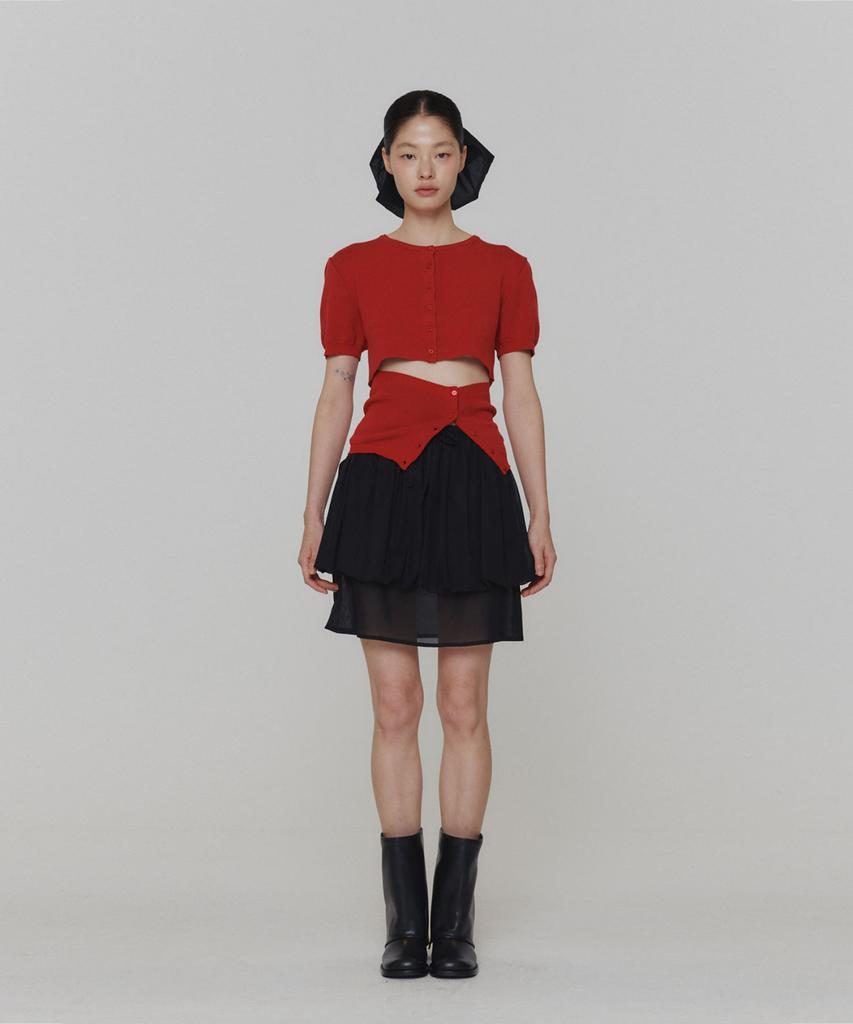 Amomento Sheer Layered Skirt_Black