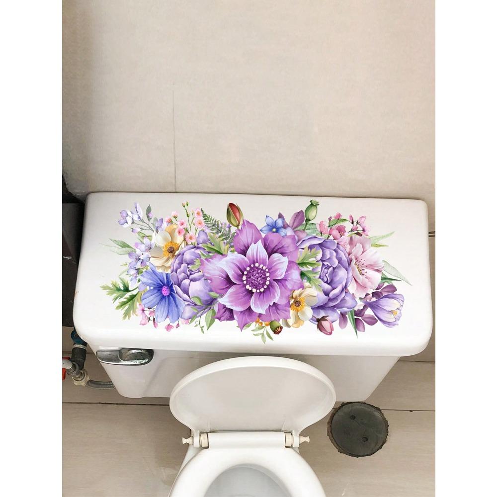 

Модный цельный акварельный цветочный настенный стикер - Съемный ПВХ, водонепроницаемый и маслостойкий стикер для ванной комнаты, туалета, стекла - Легко наносится разноцветный