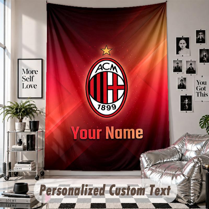 Vægtæppe med personligt navn og tekst, AC Milan Dekorativt Tæppe til Soveværelse
