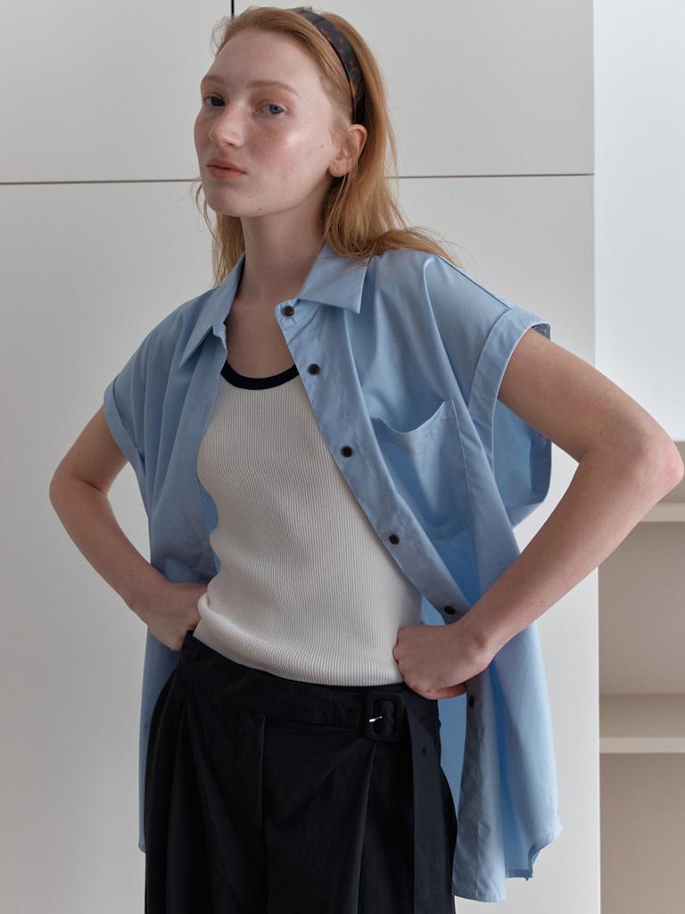Elssibeui Color Block Sleeveless Knit Top_Ivory