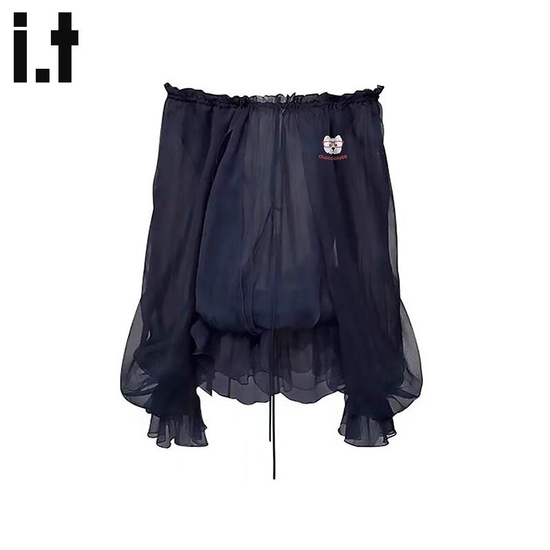 Women s French Style Off-Shoulder Mesh Chiffon Top M