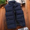 Männer Herbst Winter Einfarbig Weste Mantel Stehkragen Ärmellose Wasser-Beständig Außen Zipper Knopfleiste Puffer Weste