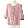 New Chinese Style Seven-Sleeve Top for Women - Summer Plus Size Shirt for Middle-Aged and Elderly