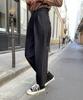 Ppaeppae High-Waisted Two-Pintuck Semi-Wide Slacks
