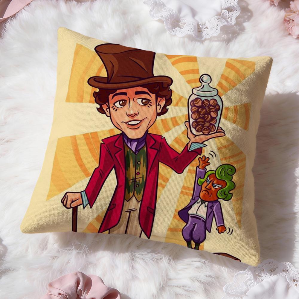 Moive W-Wonka Cushion Cover Premium Comfort Reversible Pillow Cove -Two in One Design for Any Room & Car Interior