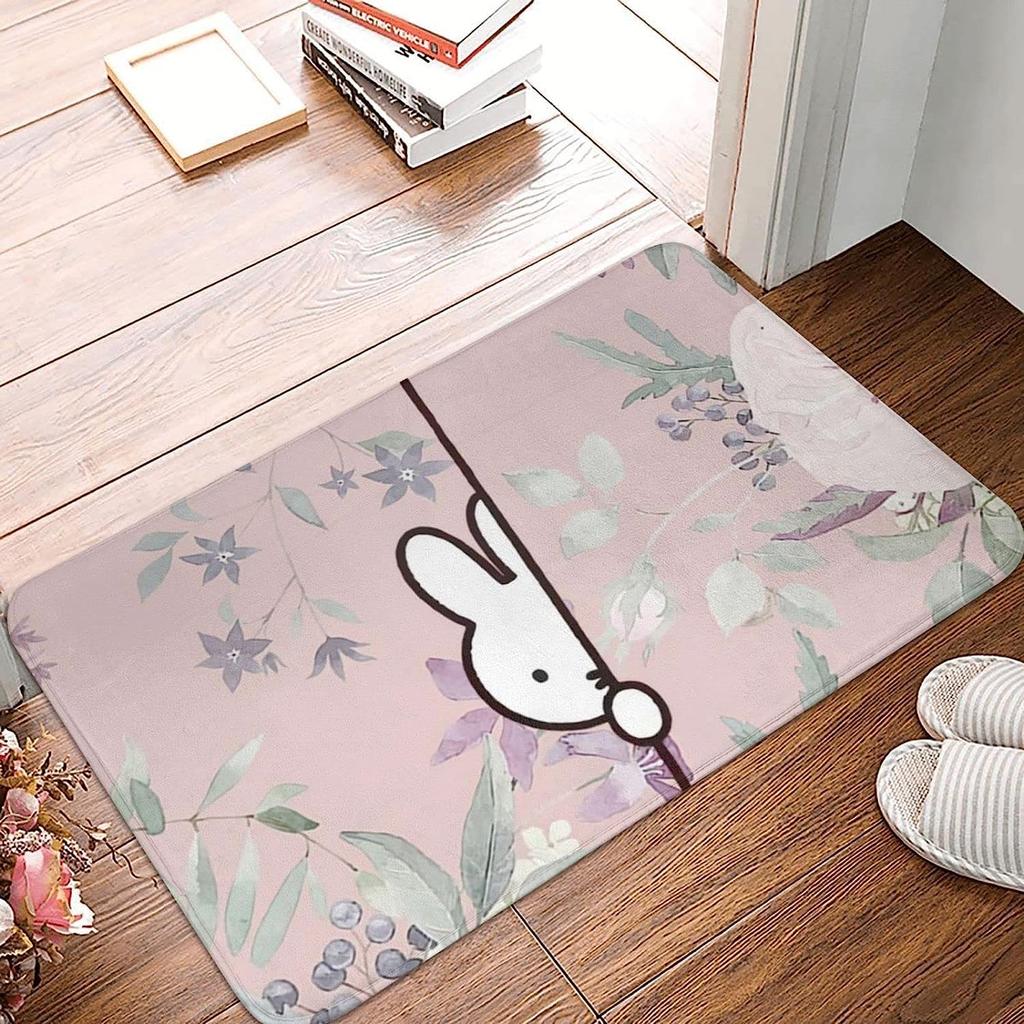 Miffy entrance mat, stylish, non-slip, washable, quick-drying, absorbent, and fully washable, perfect for indoor and outdoor use. Fluffy bath mat, doo
