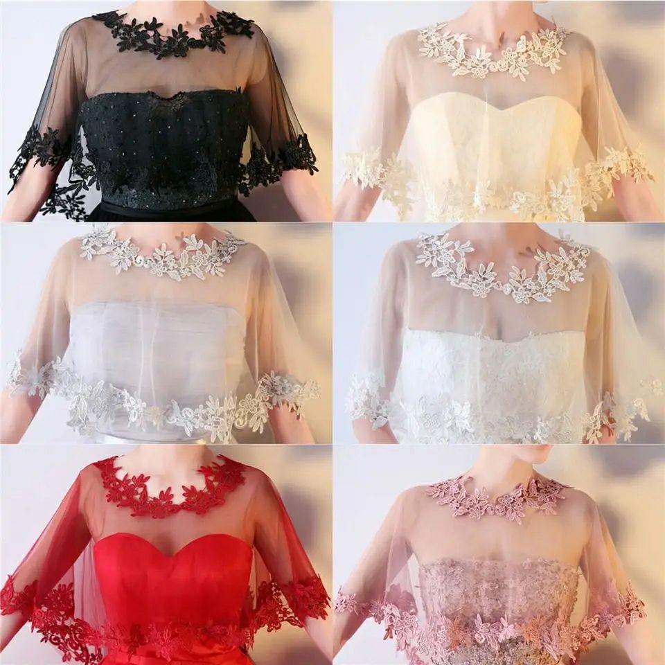 Women Party Bridal Casual Lace Shawl Wedding Cape Evening Dress Cape Style Shawl Elegant Light Sheer