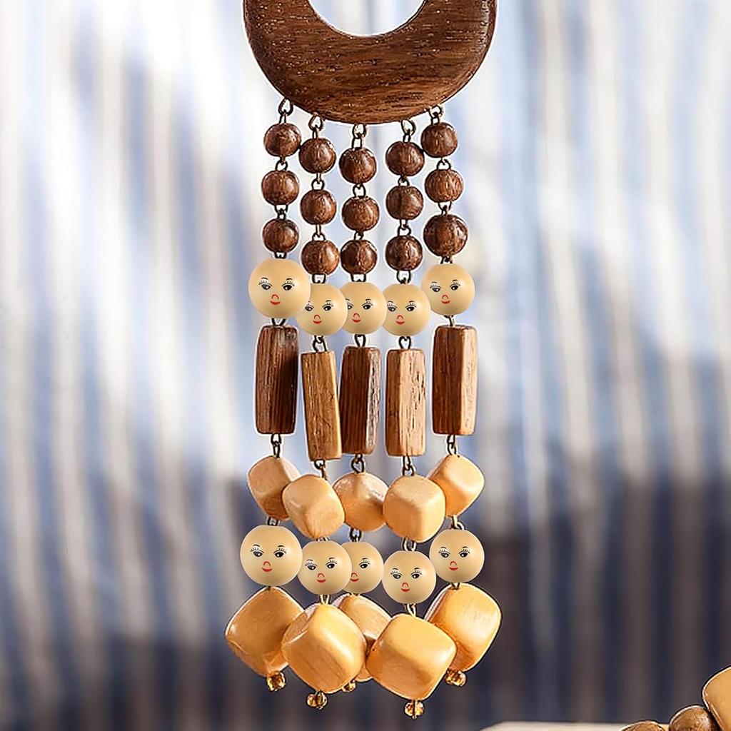 Smiling Face Wooden Beads 50Pcs 1.8CM Natural Wood Beads Wood Spacer Beads Loose Beads with Hole for DIY Craft Jewelry Making