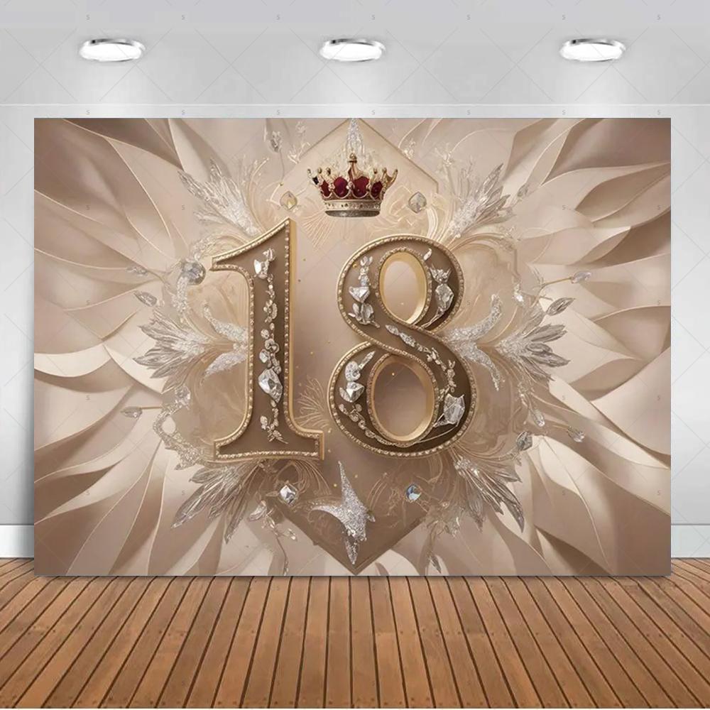 18th  Birthday Partys Decoration Backgound Black Gold Glitter Balloon Banner Women Men Boys Girls Bar Mitzvah Photography Props