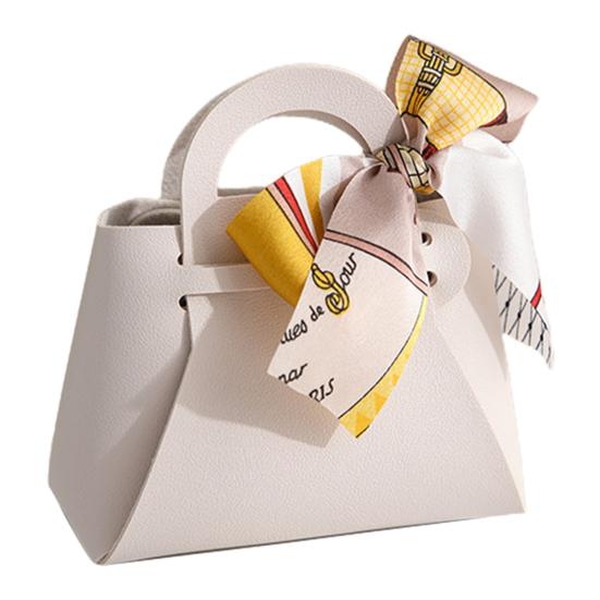 

Сумка для конфет в скандинавском стиле, простая в сборке конструкция с ручкой, элегантная свадебная коробка для конфет с лентой, домашний декор белый