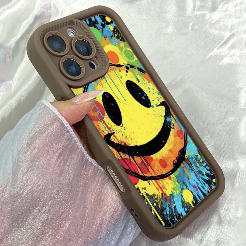JT267 Graffiti Großes Smiley-Gesicht für iPhone 17 16 15 14 13 Pro Max Samsung S26 S25 Ultra A17 A16 A07 A56 A36 A06 Xiaomi 15T Redmi 15c Note 14 Weiche Hülle