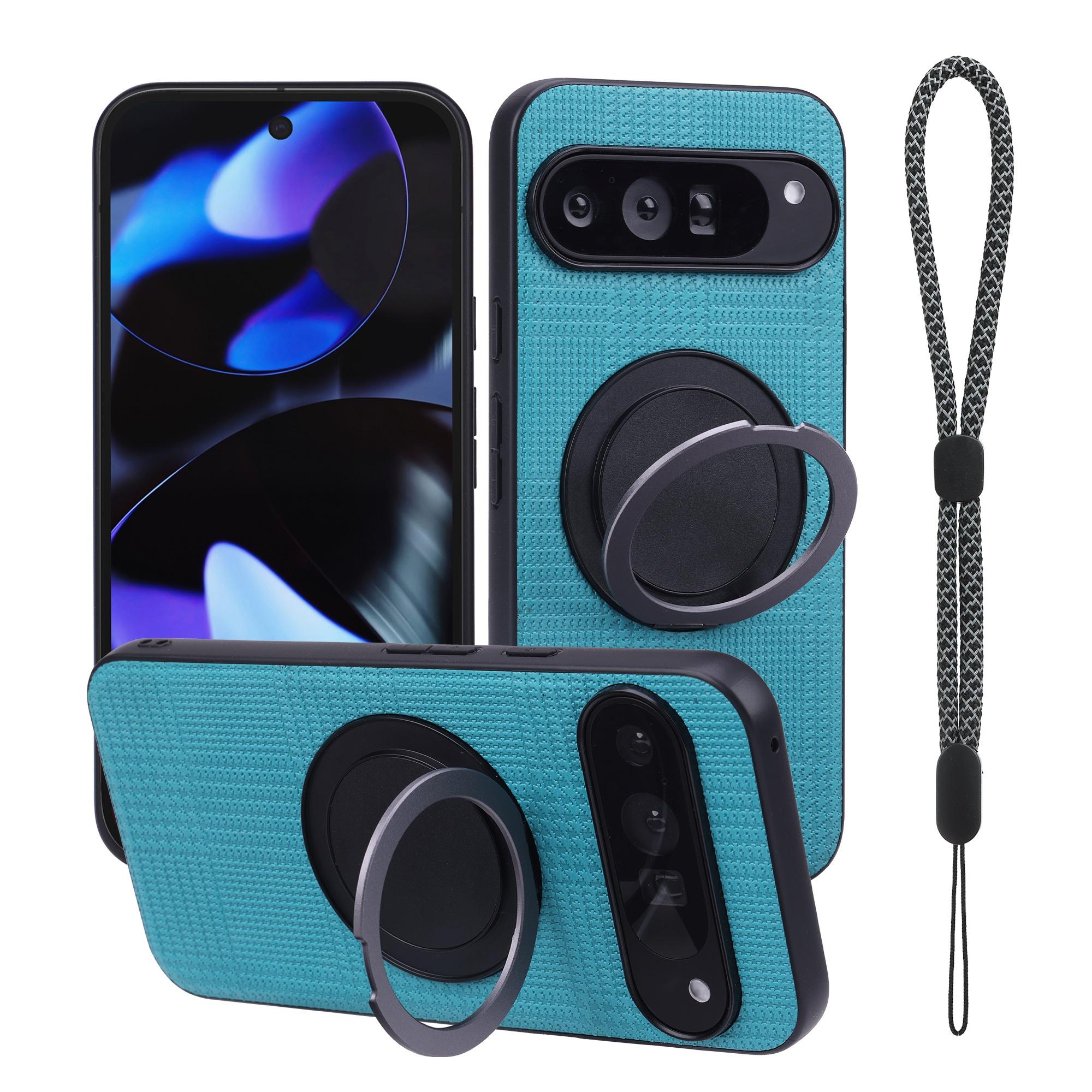 

VILI D-THS Series for Google Pixel 9 Pro/9 Magnetic Case Ring Kickstand PC TPU Phone Back Cover with Strap Blue
