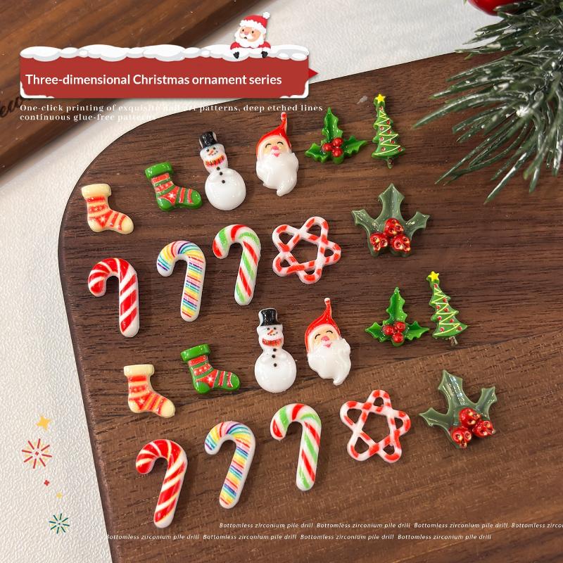 100Pcs 3D Snowman Elk Nail Art Decorations Multipurpose DIY Craft Hair Jewelry Xmas Gift for Children