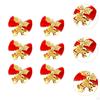 6 Pieces Christmas Bow with Bells Garland Ornament Gift Holiday Decorative Bows for